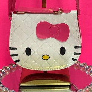 Hello Kitty Pink and White Quilted Crossbody Bag Approx. 7 x 6 x 2.5